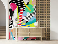 A graceful subtle pattern wall mural in cool, tranquil tones.