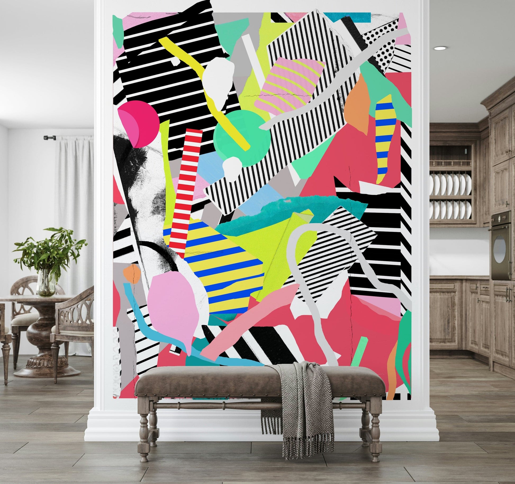 A contemplative gentle design wallpaper mural for a feature wall.