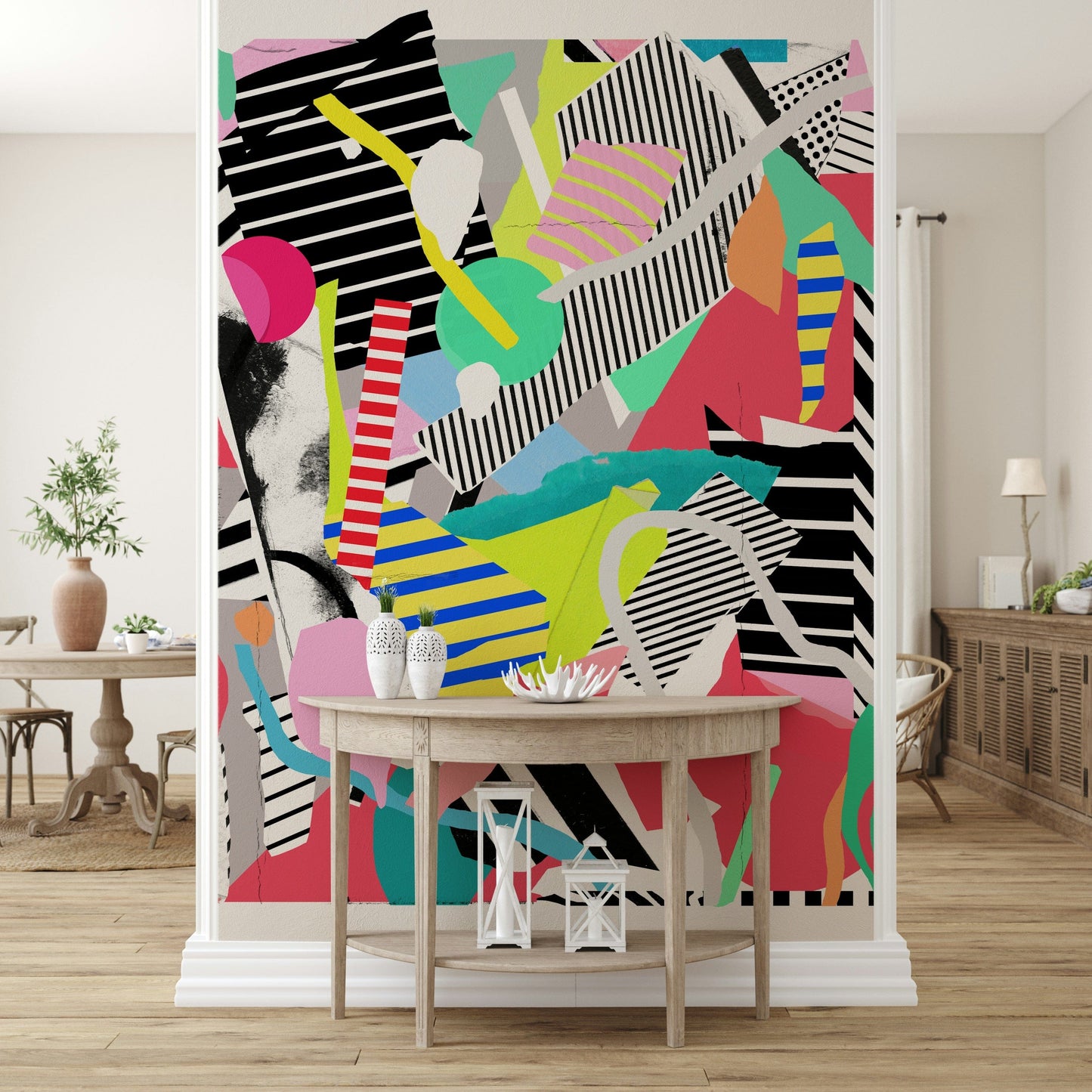 A serene fluid pattern wall mural for contemplative decor.