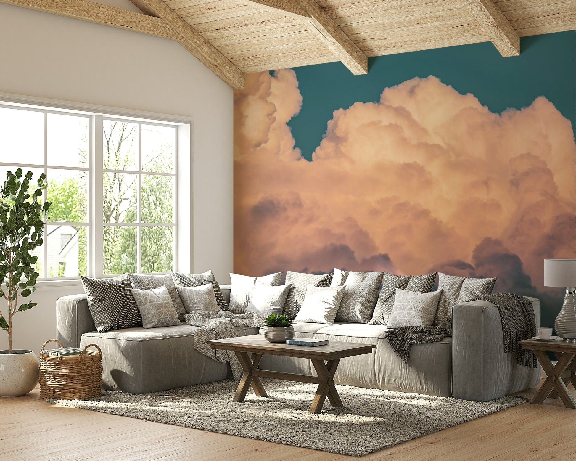 The wallpaper for walls being admired in a home.