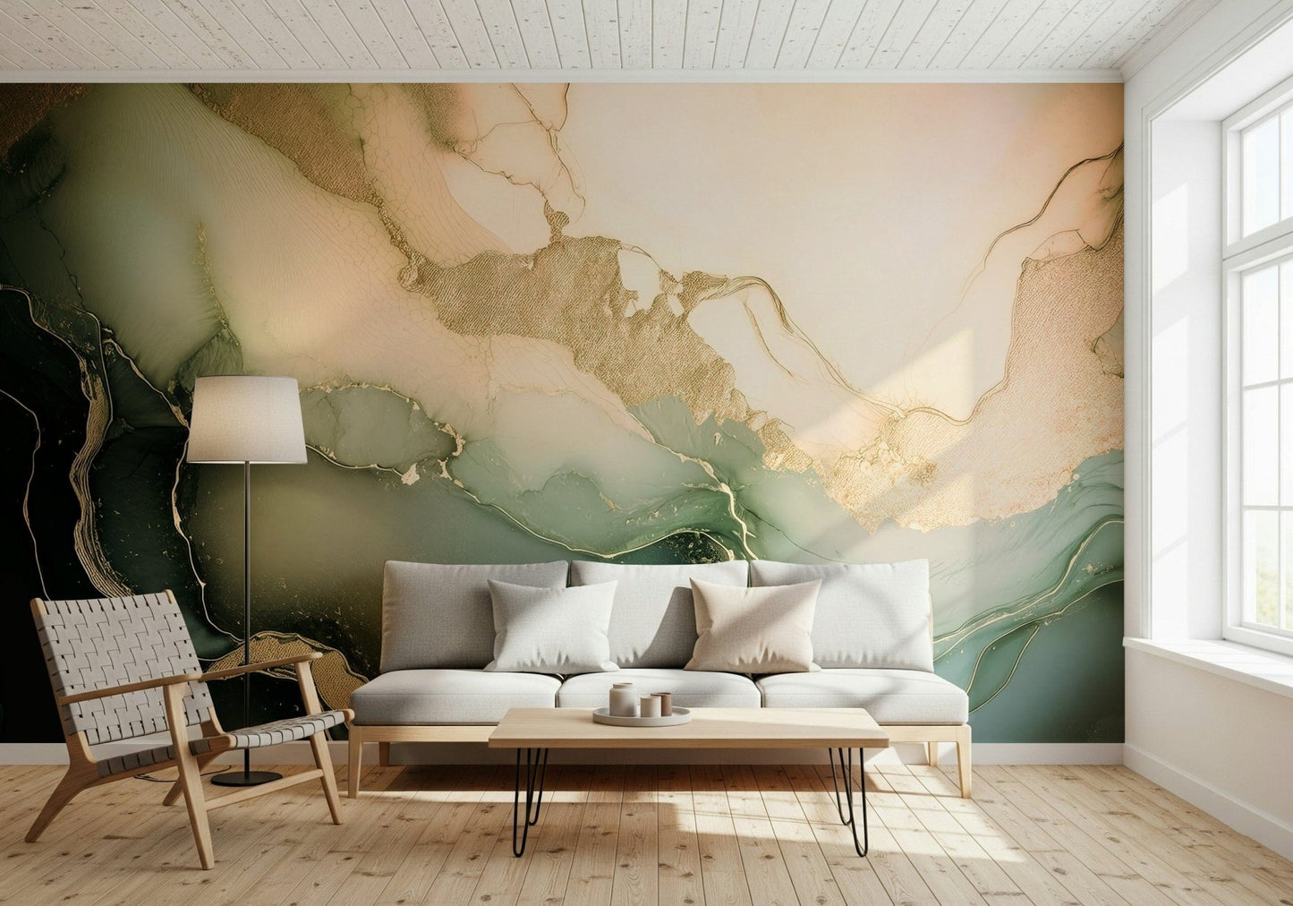 Wall mural inspired by natural rock formations with a dreamy, organic texture and muted palette.