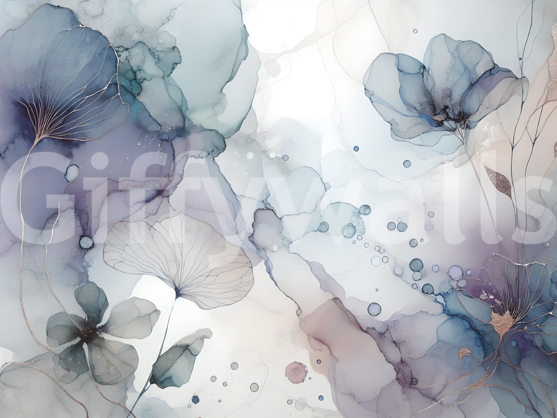 Dreamy Petals 2 Wall Mural paired with light gray furniture.