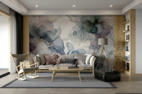 Minimalist wall decor featuring floating petals for a child's bedroom.