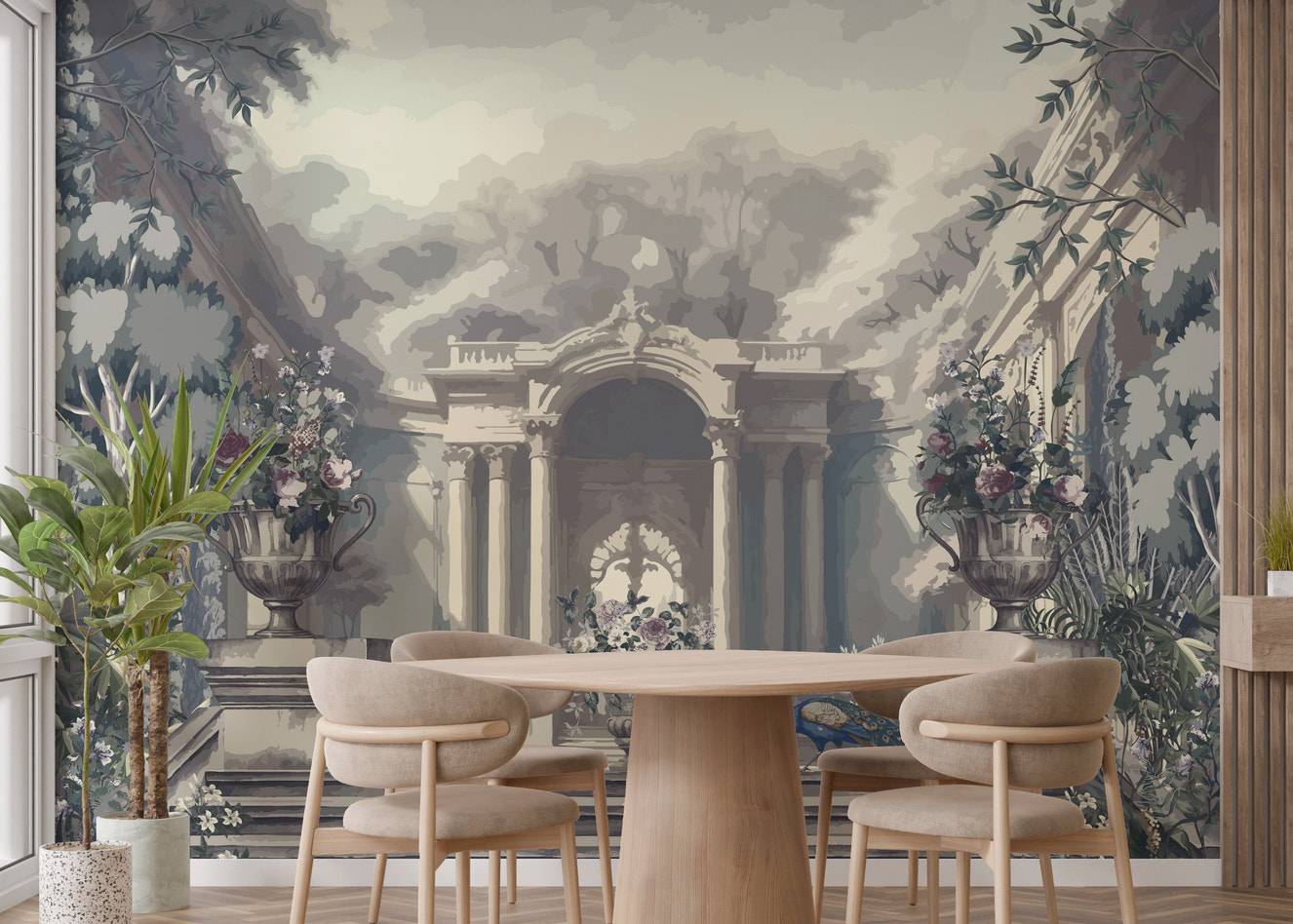 A Dreamy Skyline Tropical Trees Wallpaper Mural - Giffywalls