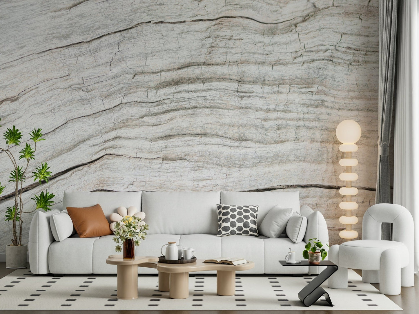Natural tone wall finish with Driftwood Texture Wall Mural weathered detailing