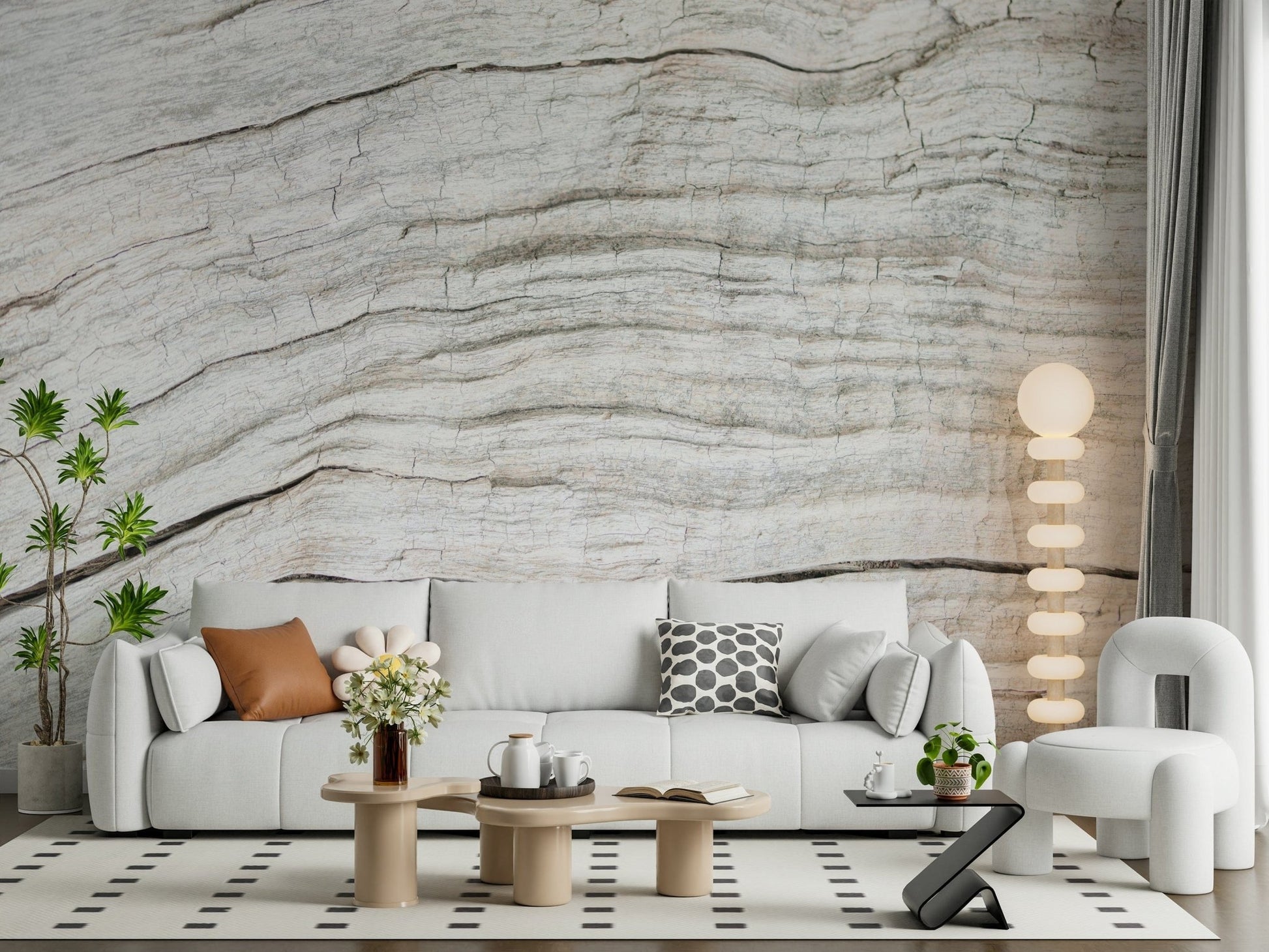 Natural tone wall finish with Driftwood Texture Wall Mural weathered detailing