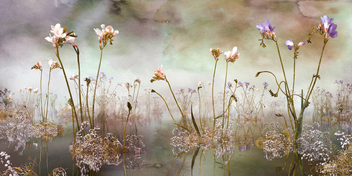 Colorful Freesia Floral Watercolor Wallpaper Murals