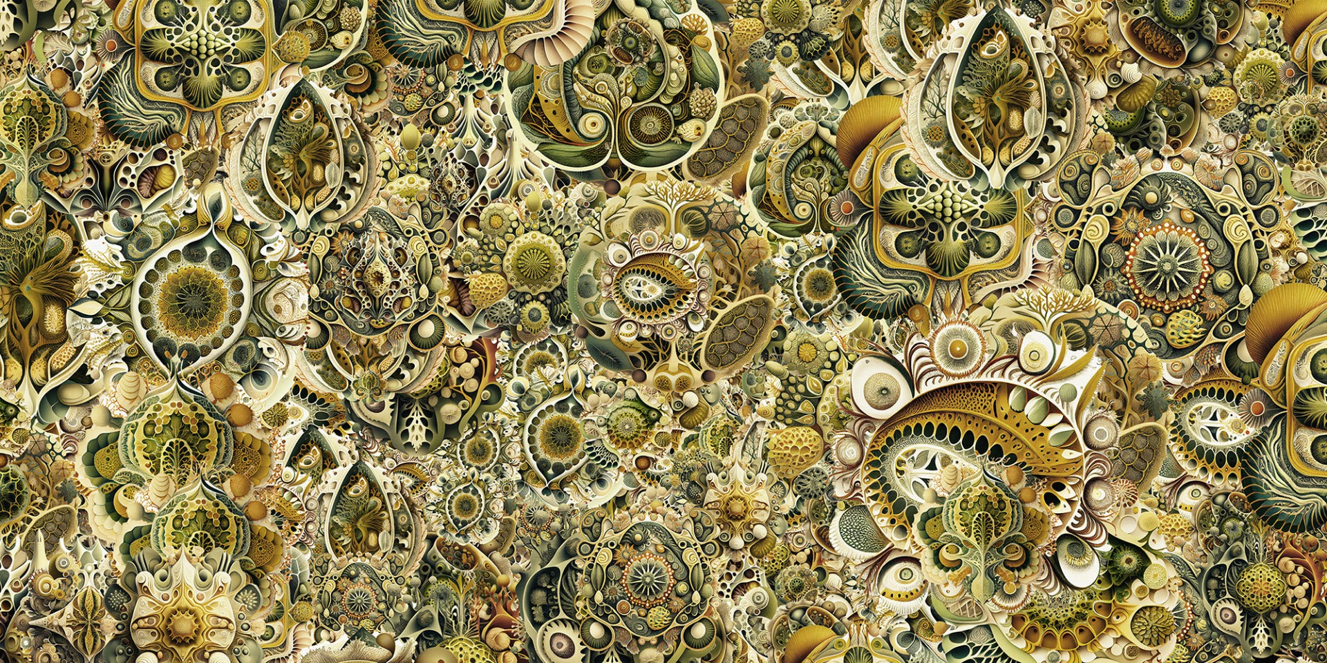 Green Color Abstract Haeckel Wallpaper Murals