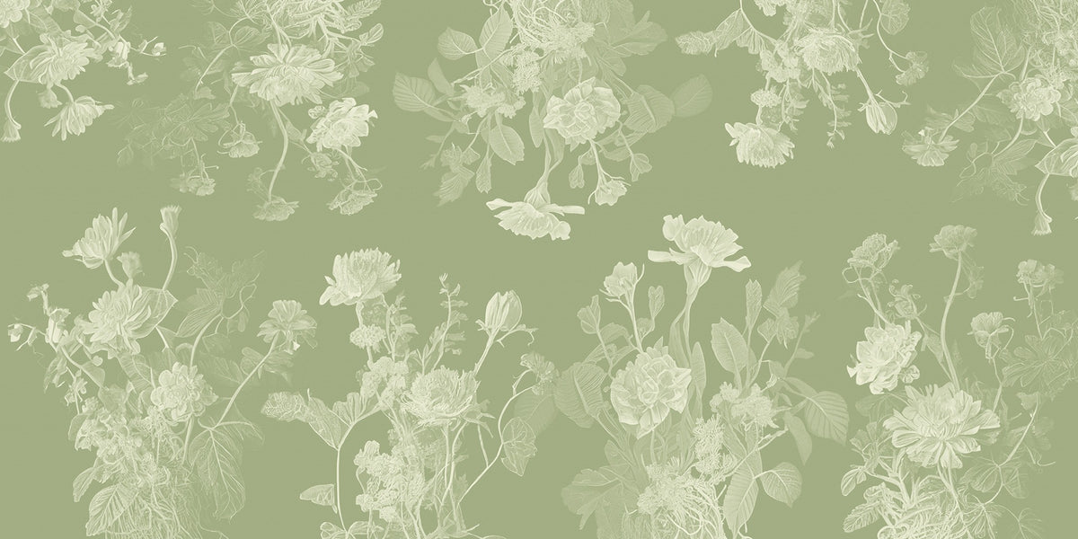 Green Floral Wallpaper Mural