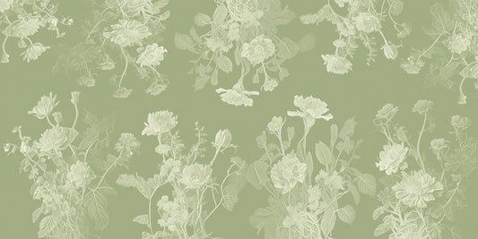 Green Floral Wallpaper Mural