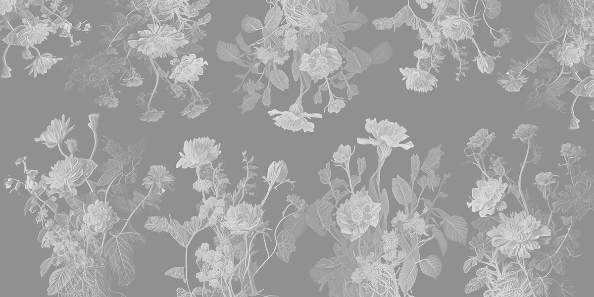 Grey Flower Wallpaper in your room — zoomed