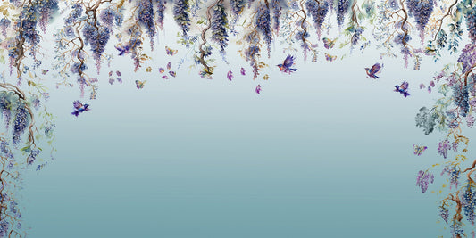 Wisteria Romance Blue Wallpaper Murals