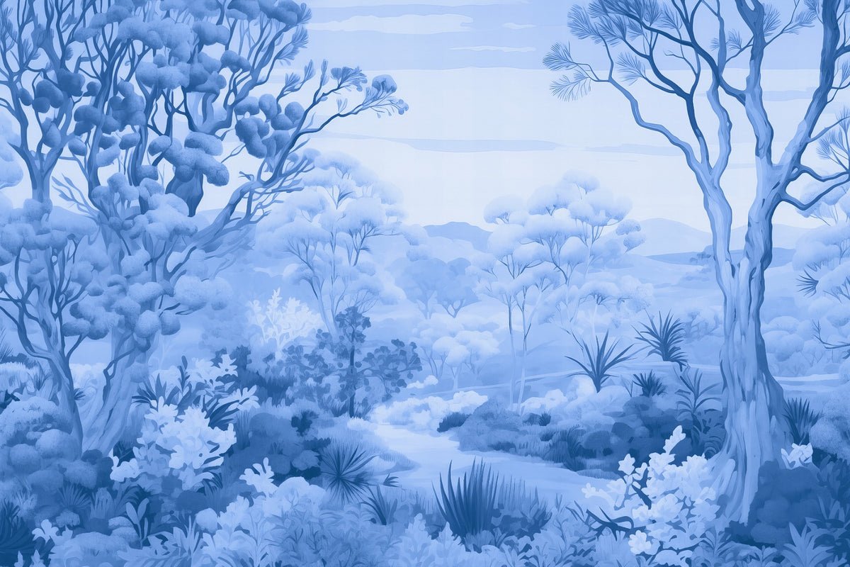 Autumn Forest Blue Color Wallpaper Mural in your room
