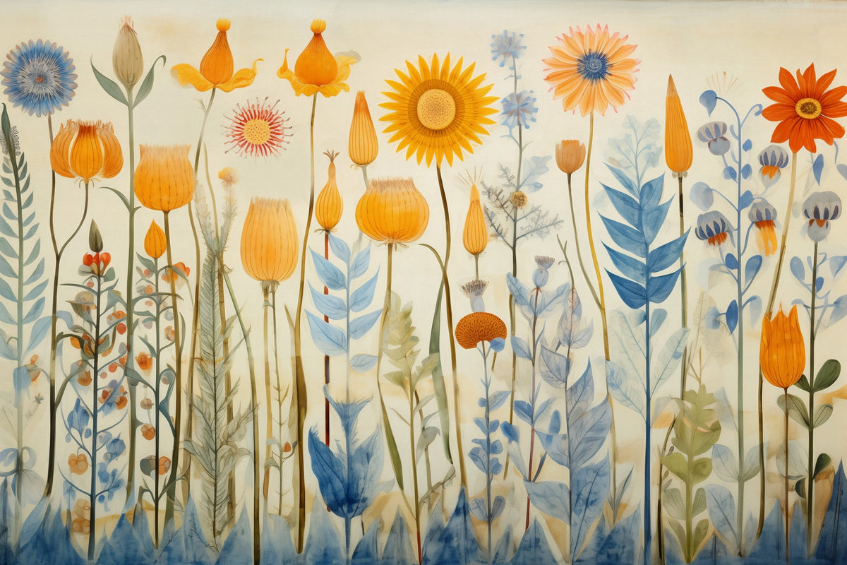 Brightly Colored Flowers Wallpaper Murals in your room — zoomed