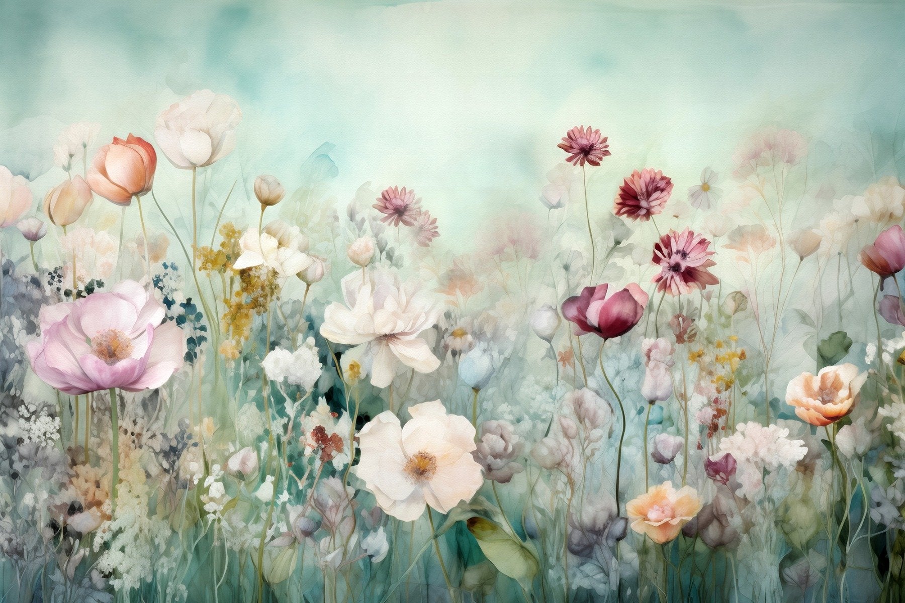 Colorful Pastel Flower Wallpaper Mural