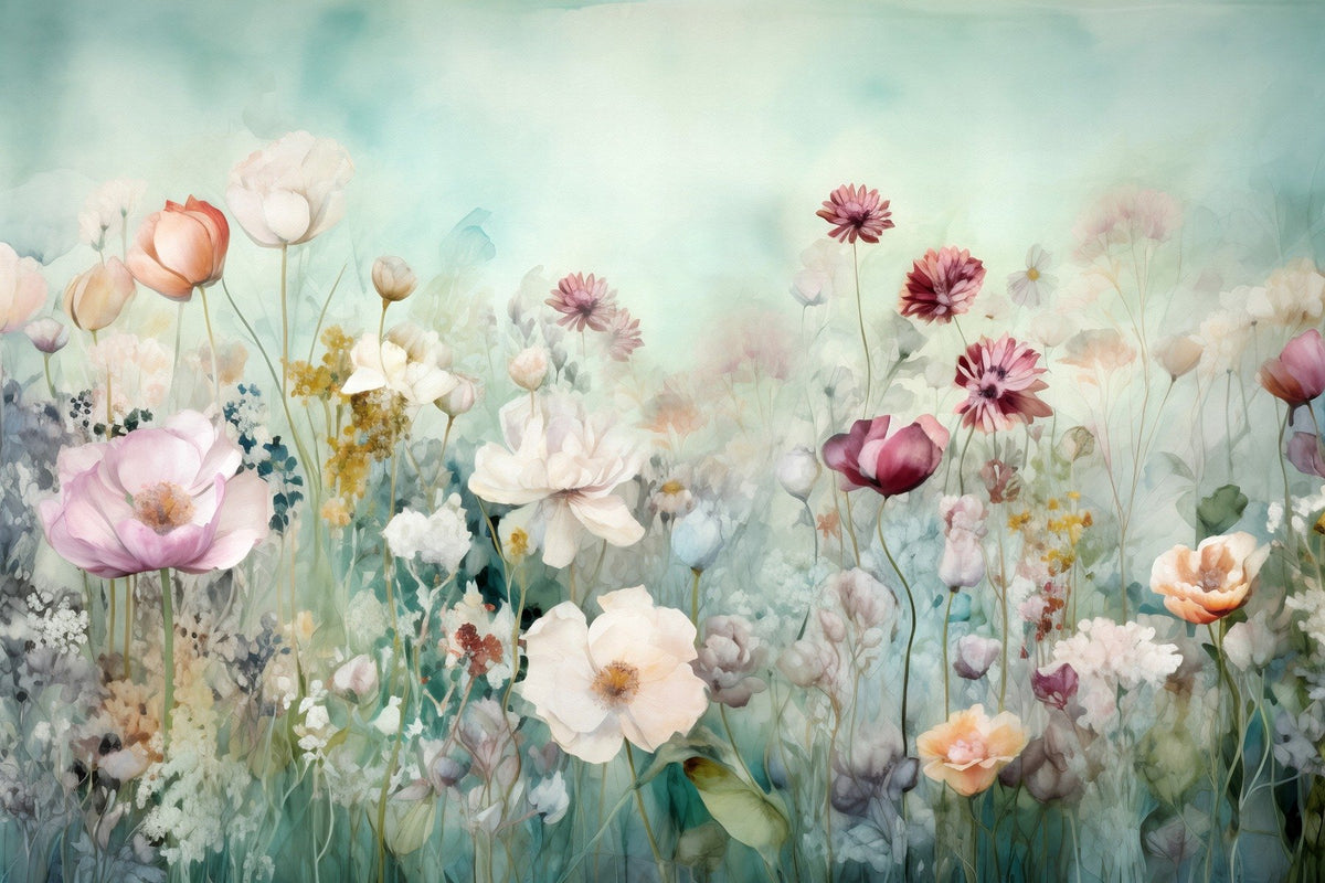 Colorful Pastel Flower Wallpaper Mural in your room — zoomed