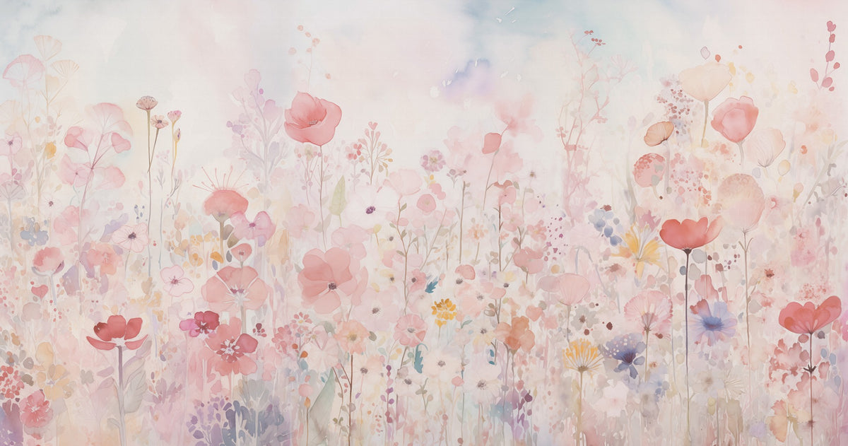 Watercolour Garden Bliss Wallpaper Mural in your room — zoomed