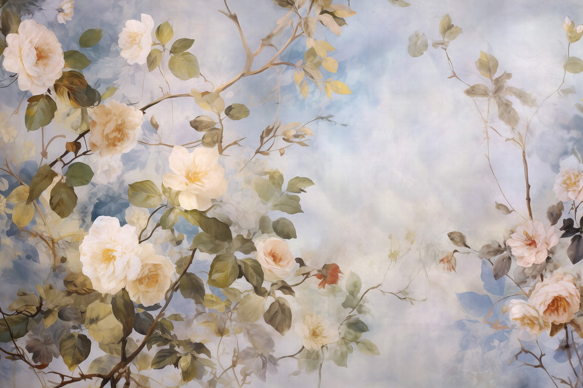 White Roses Blue Sky Wallpaper Murals in your room