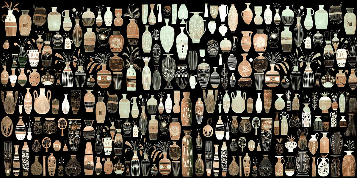 Woodcut Vase Design Wallpaper Murals in your room — zoomed