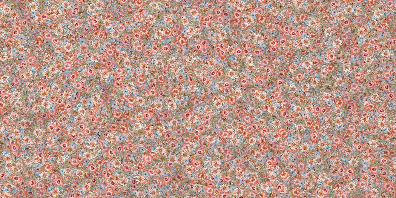 Embroidery Orange Summer Flowers Wallpaper Murals