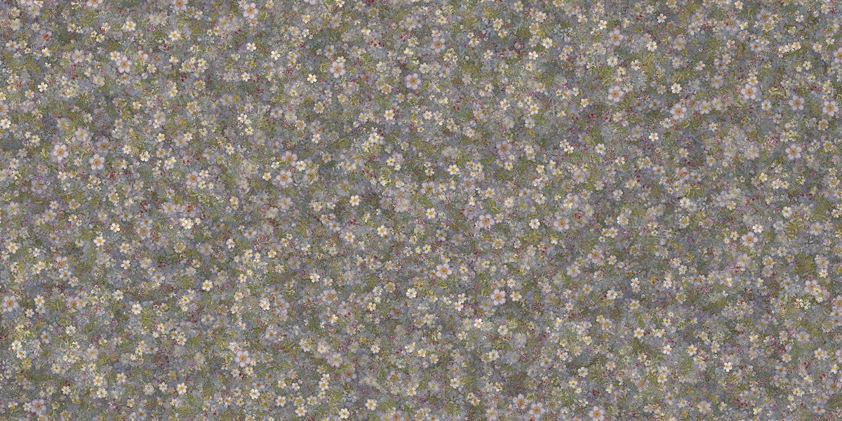 Embroidery Wild Flowers Lila White Wallpaper Murals