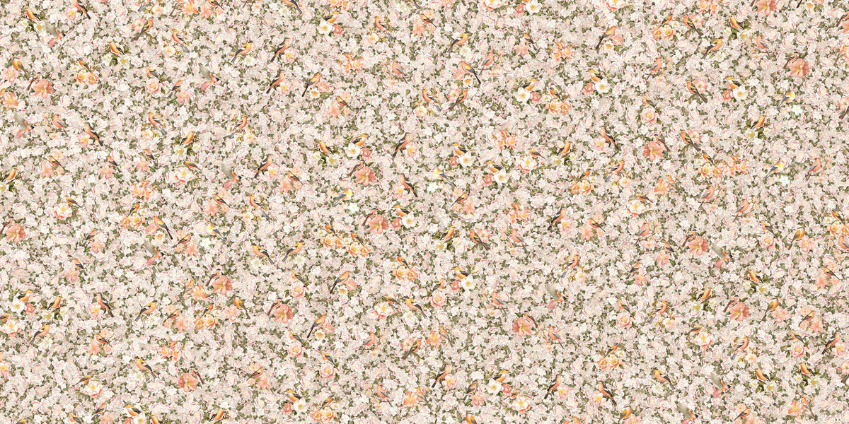 Birds and Florals Orange Color Wallpaper Mural in your room