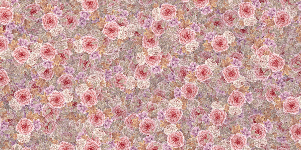 Pink Roses Floral Watercolor Wallpaper Murals in your room — zoomed