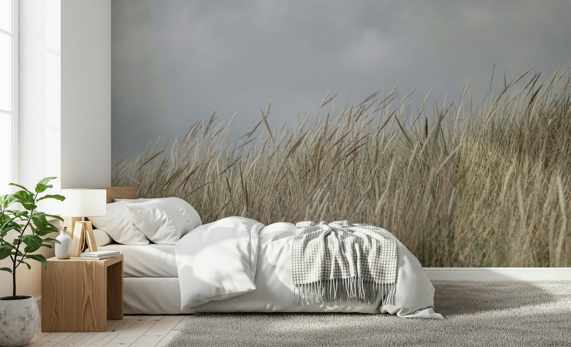 Nature inspired Woodland Dune Grass wall mural featuring wild prairie vegetation.