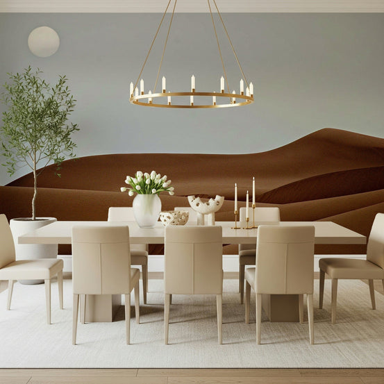 Earthy Dunes Under the Sun accent, minimalist horizon wall piece.