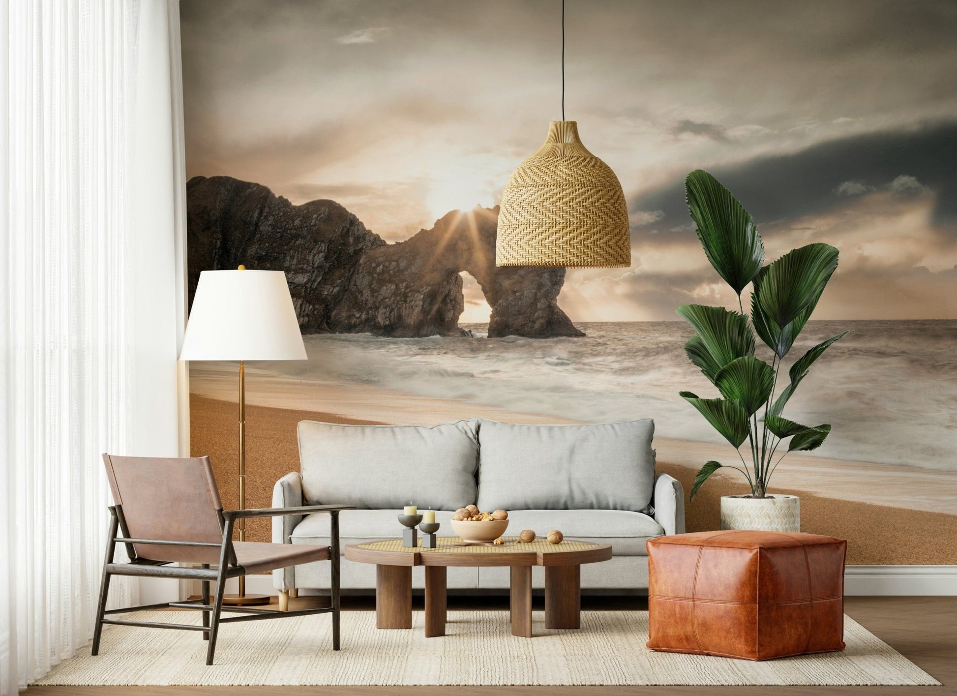 Seaside arch wall mural with foamy surf