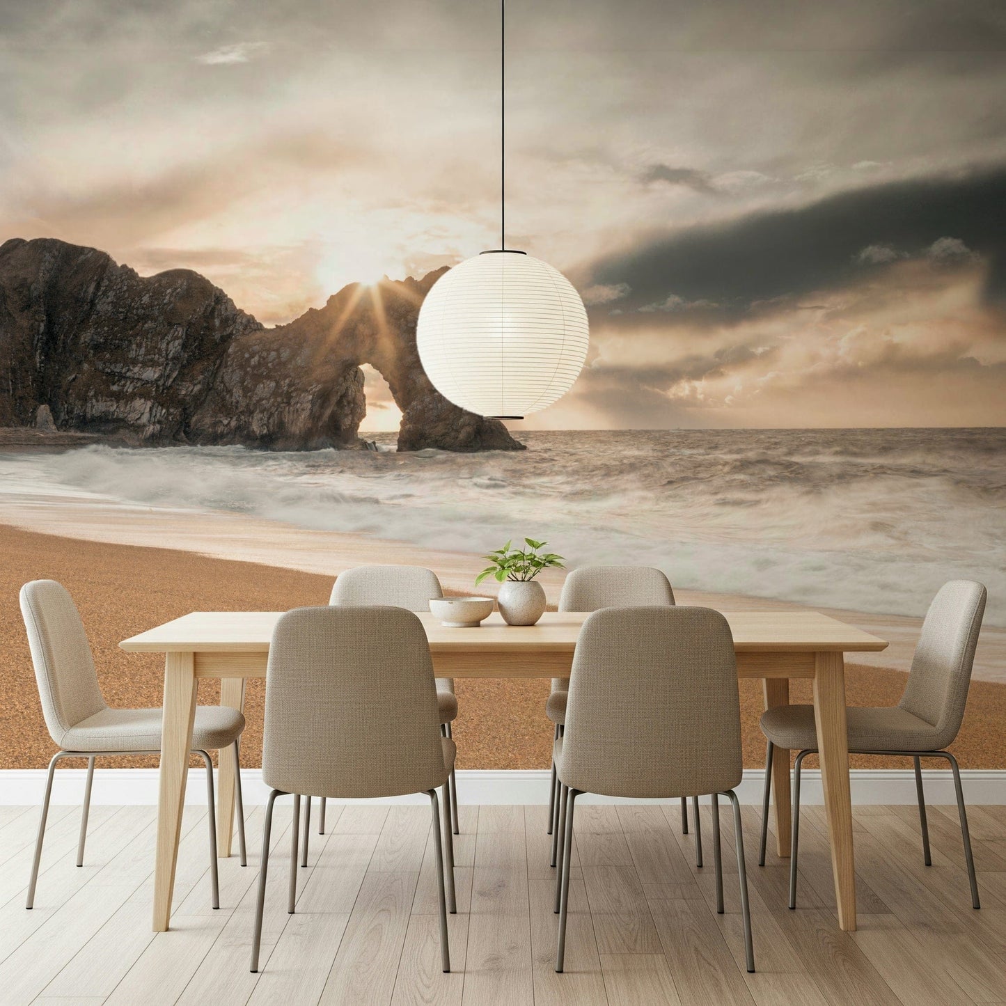 Scenic shore wall mural with ocean waves