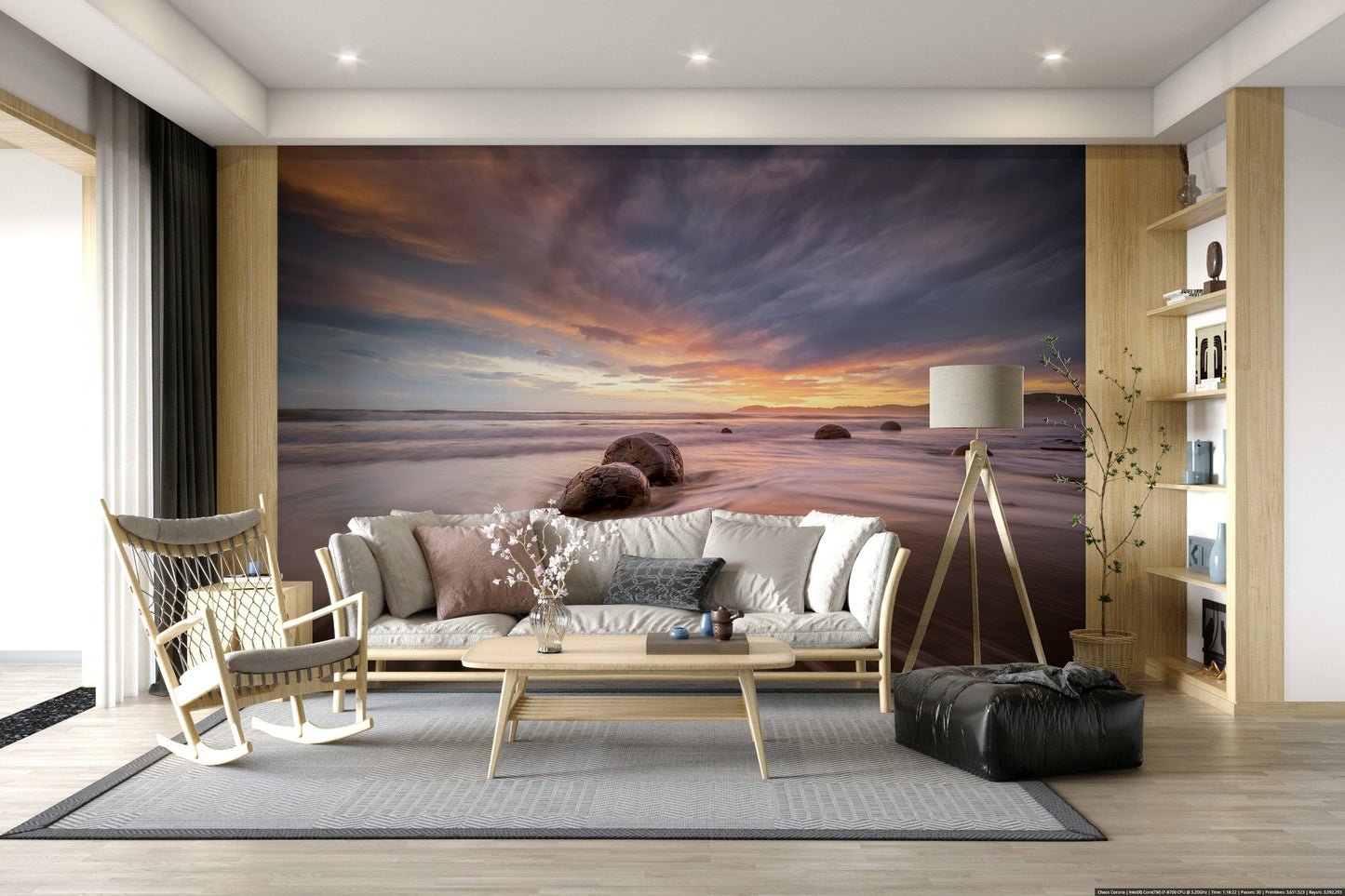 Coastal Stones at Dusk Wall Mural -2313117