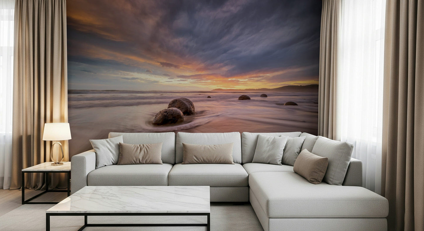 Coastal Stones at Dusk Wall Mural -2313117