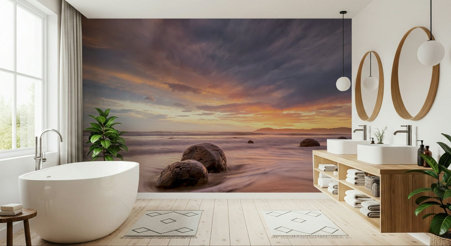 Coastal Stones at Dusk Wall Mural -2313117