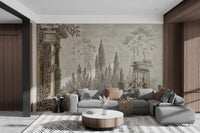 Dusky Forestry Fort wallpaper mural close-up showing the pattern detail and texture