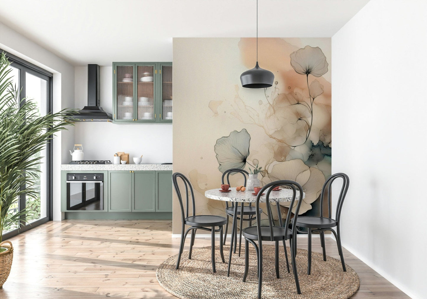 Dusky Ink Petals Wall Mural