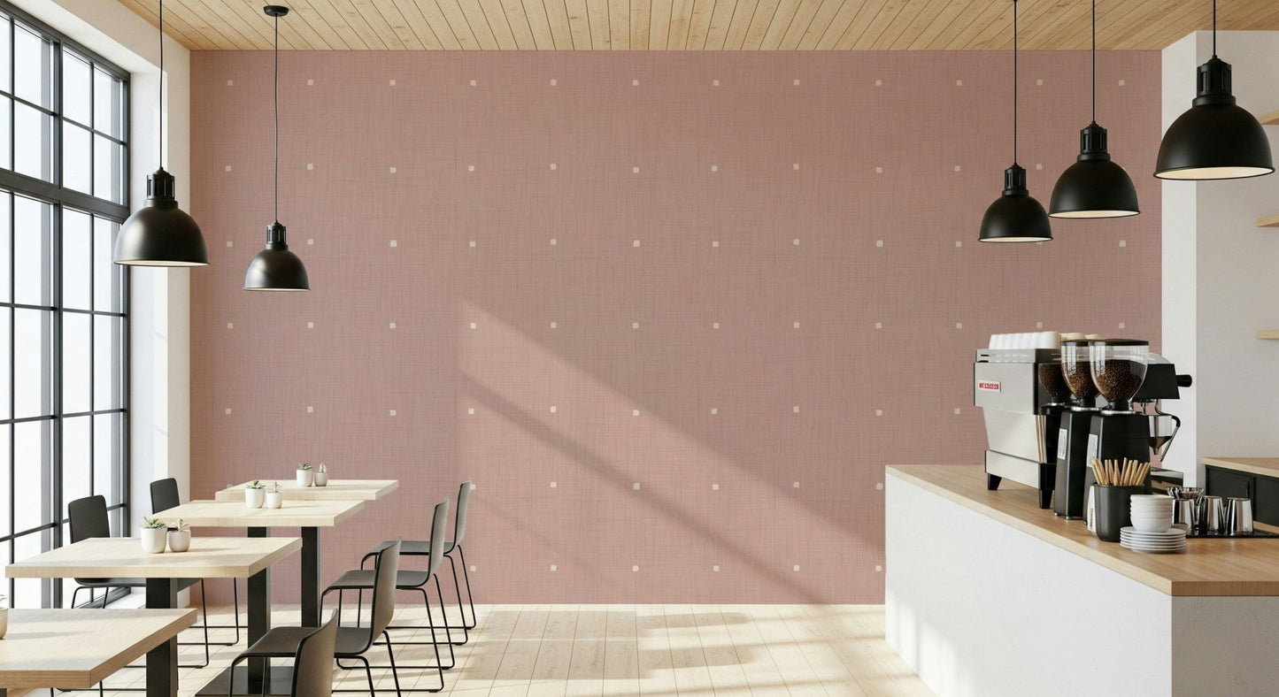 Textured chalky look Dusty Rose Grid wall mural vintage rose color