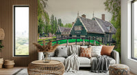 Dutch Charms Wall Mural with nature foliage, green wallpaper design suited for home rooms