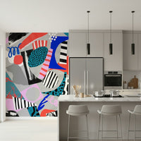 An artistic minimalist form mural for home decor.


