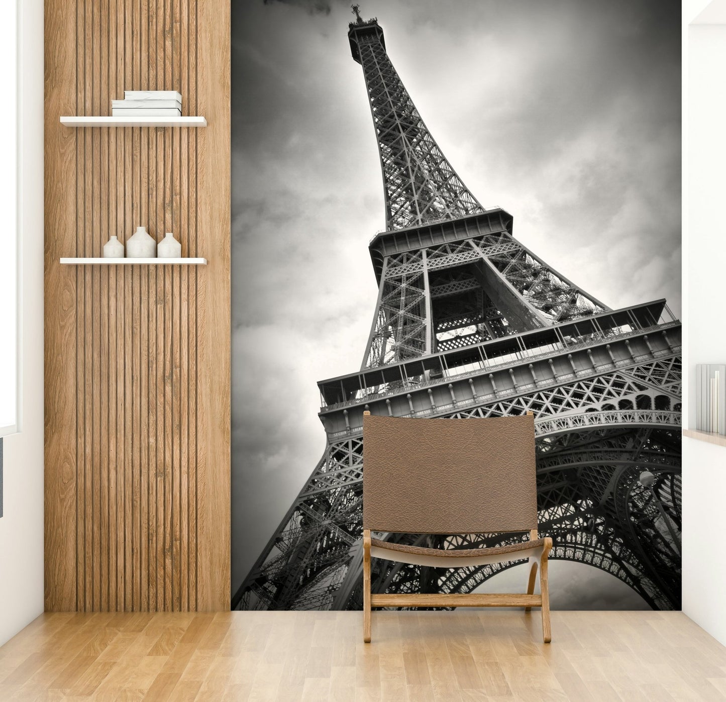 Eiffel Tower mural with bold lines and striking design

