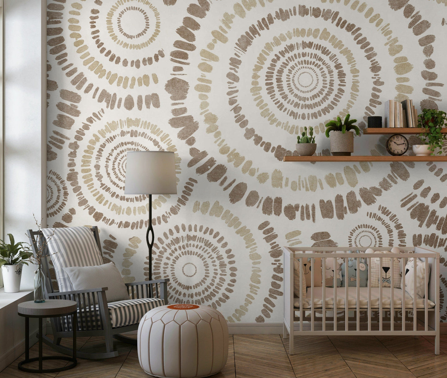 An artistic minimalist form mural for home decor.