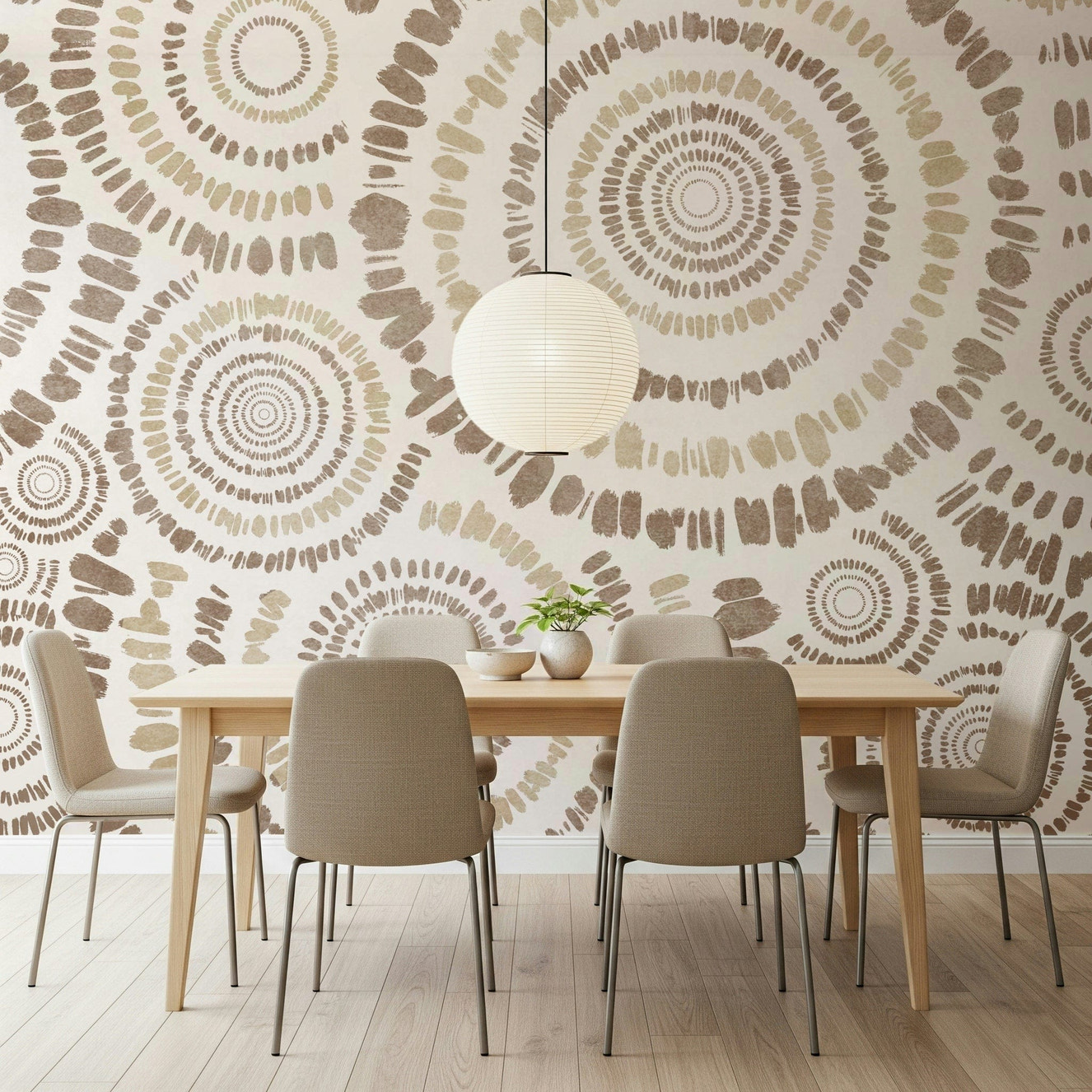 A beautiful abstract concentric circle wallpaper mural for a modern home.