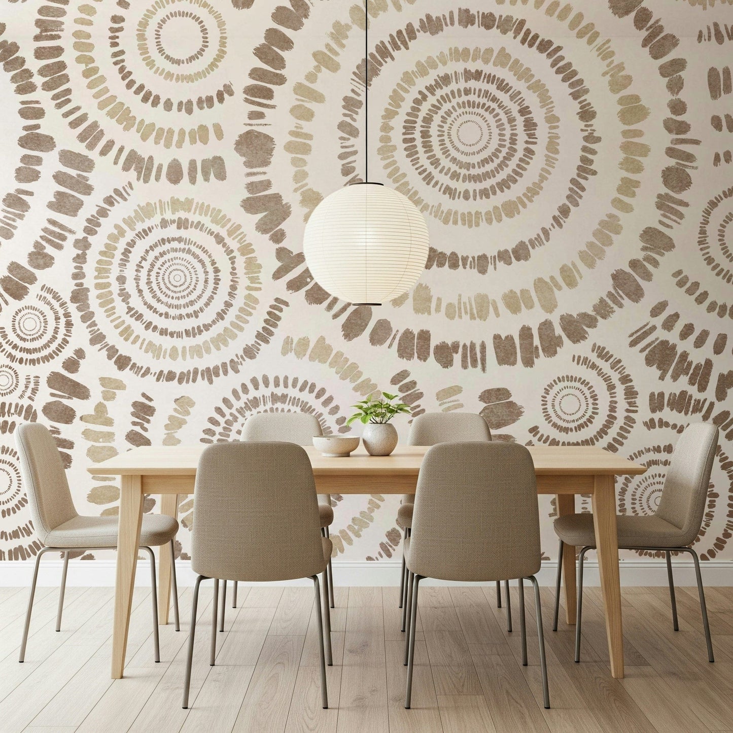 A beautiful abstract concentric circle wallpaper mural for a modern home.