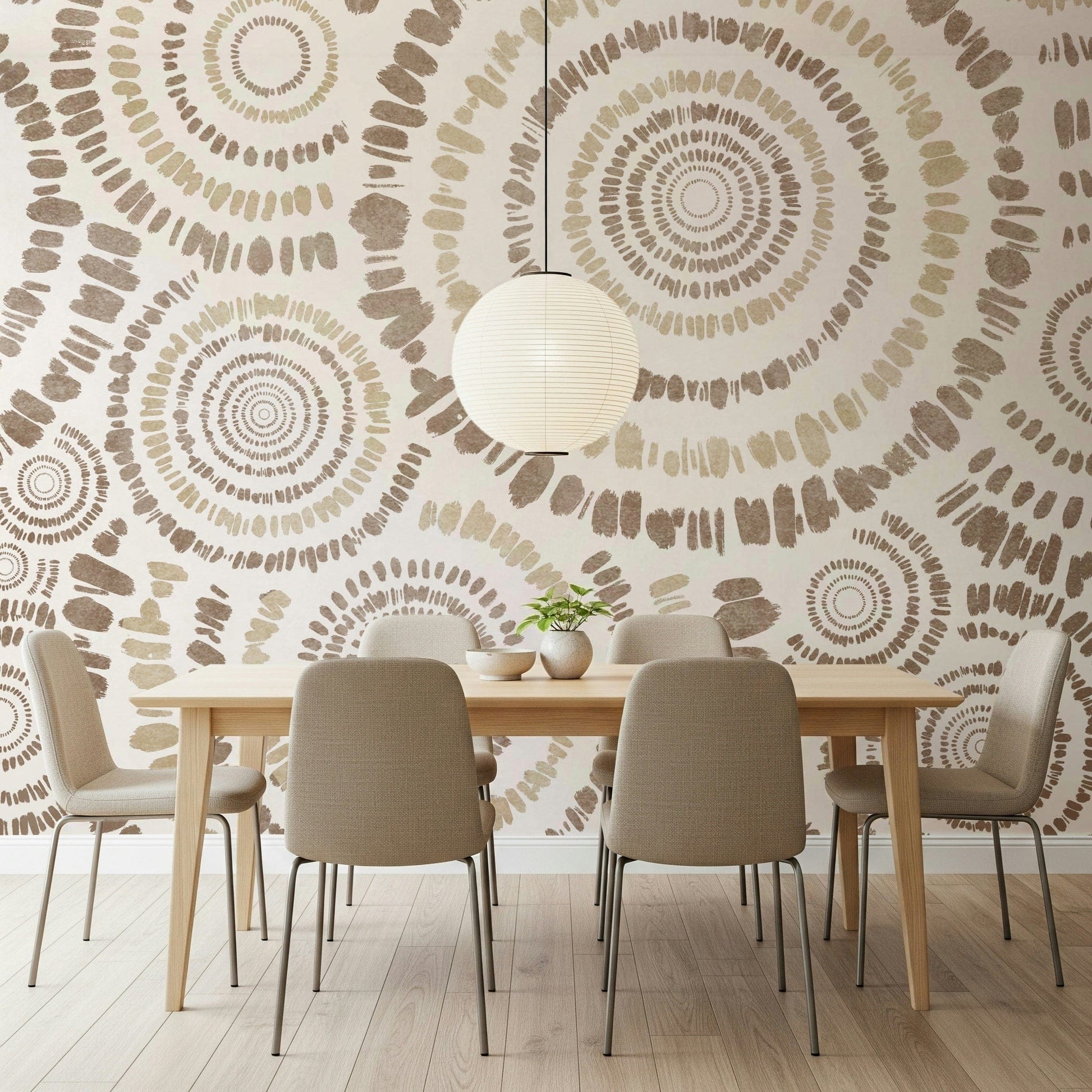 A beautiful abstract concentric circle wallpaper mural for a modern home.