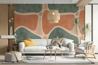Terracotta, ochre, muted greens, and beige palette

