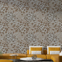 A graceful subtle animal wall mural in warm, natural tones.

