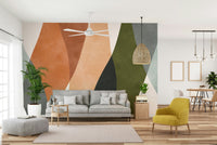 The room feels warm and stylish due to the earthy design.

