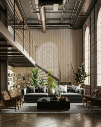 Neutral wallpaper with botanical stripes for interiors

