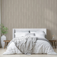 Vertical stripe wallpaper with leaf and plant motifs

