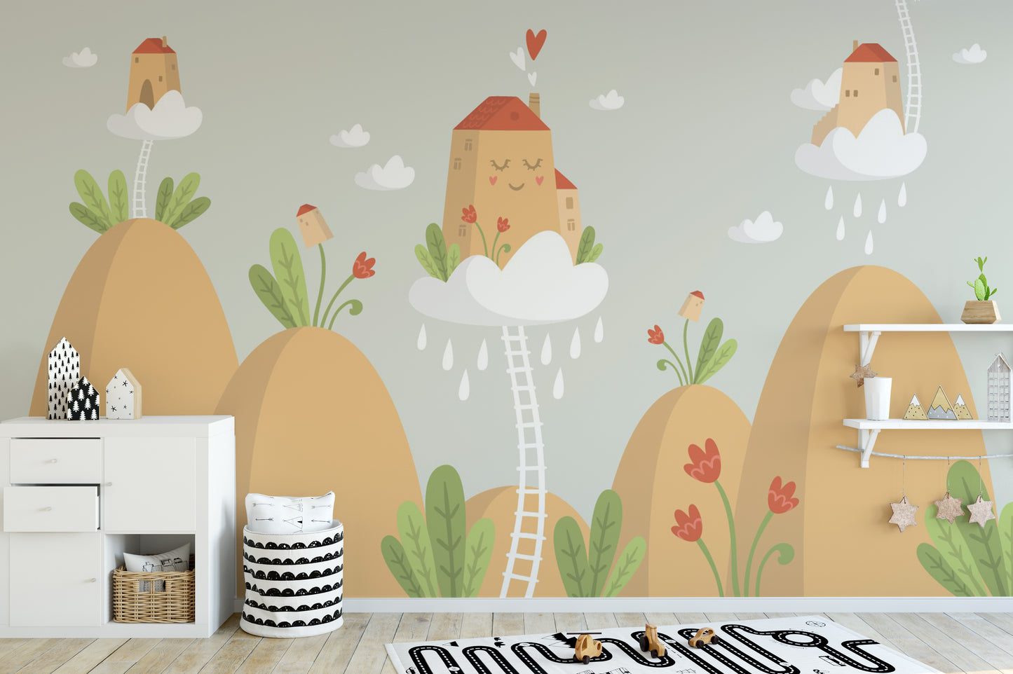 Earthy Brown Mountain House Wallpaper Murals - Giffywalls